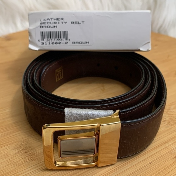 Vintage NIB Taner Brown Gold Leather Money ID Conceal Security Travel Zip Belt - Picture 6 of 16